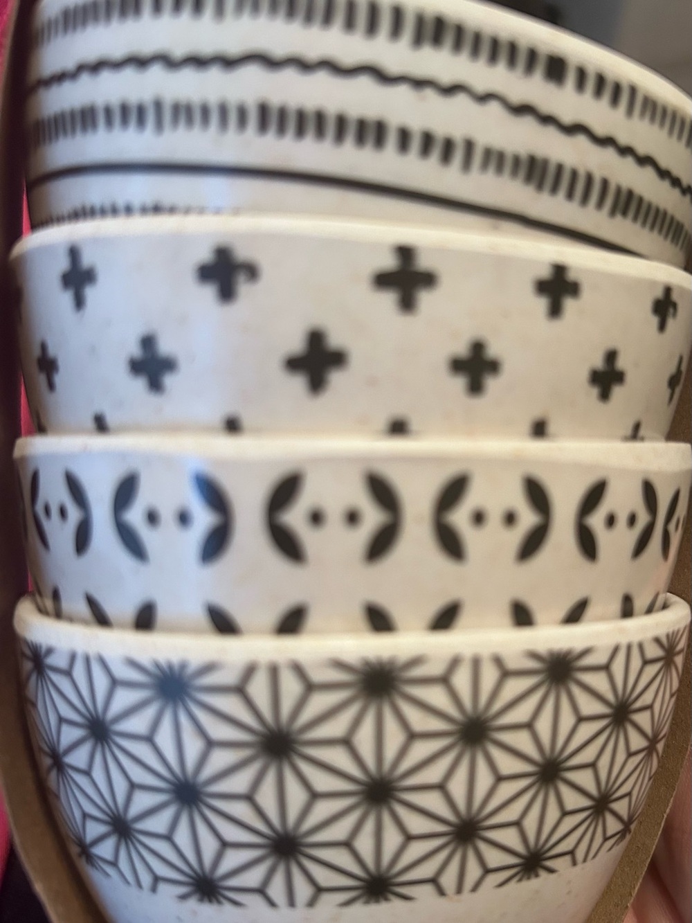 Neutral Black & Beige  Patterned Ceramic Bowl Set - Home Art Cuisinart brand